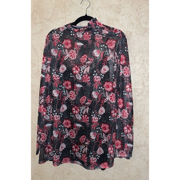 Lane Bryant Red Floral Mock Neck Long Sleeve Blouse Size 18/20 New With… - Picture 4 of 6